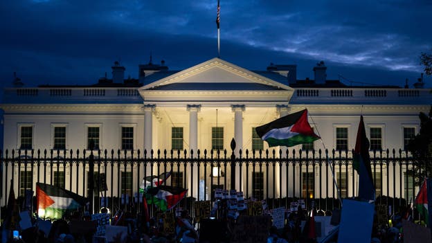 White House gates left defaced by graffiti from pro-Palestinian activists