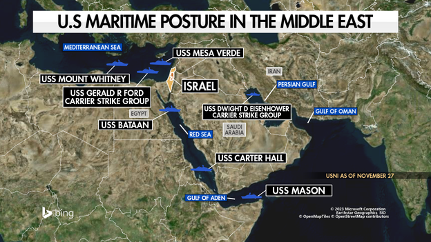 Israel-Hamas war: Iranian drone flies close to USS Eisenhower in Persian Gulf