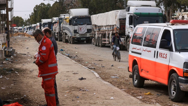 Aid trucks deliver food, water and medical supplies to Gaza during cease-fire
