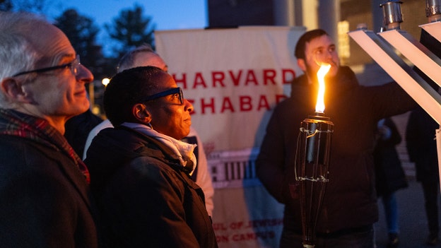 Harvard president blasted after attending menorah lighting: 'Performative'