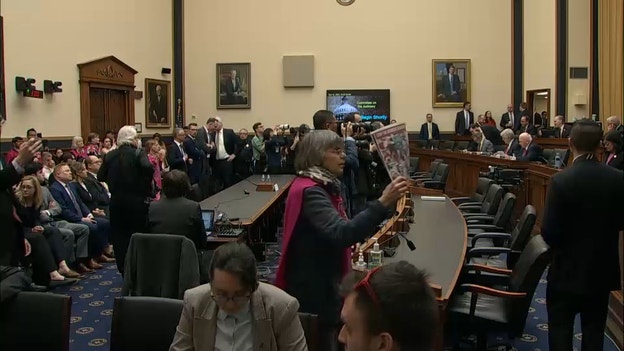 Pro-Palestinian protesters demonstrate in hearing room ahead of Hur testimony