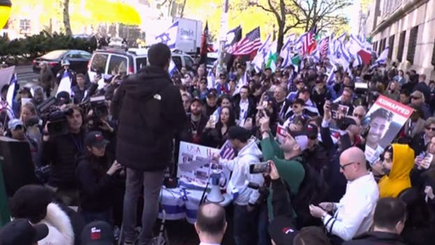 Pro-Israel supporters gather at Columbia University: 'Bring them home, alive, now!'