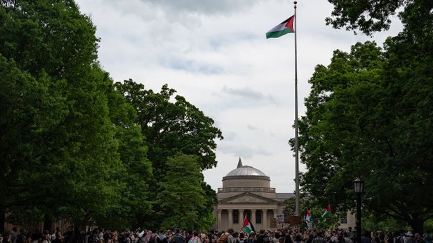 Protesters raise Palestinian flag above UNC Chapel Hill as anti-Israel demonstrations escalate