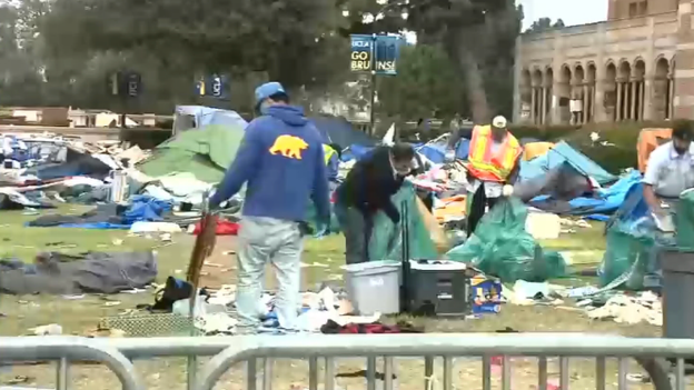 Cleanup efforts underway at UCLA after police clear anti-Israel encampment