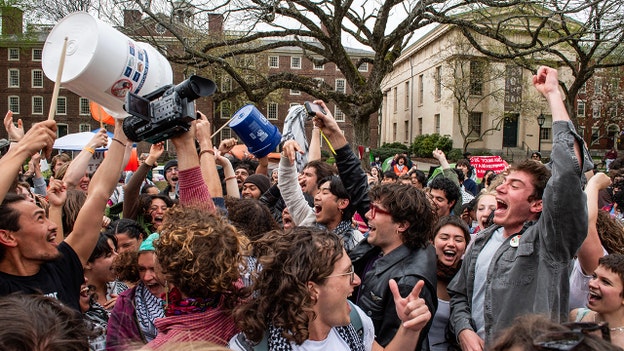 Anti-Israel protesters celebrate victory in deal with Brown University