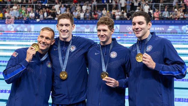 US secures first Olympic gold medal in men's 4x100-meter freestyle relay