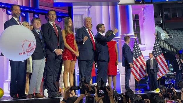 Balloons shower RNC as Trump family stands on stage before departure