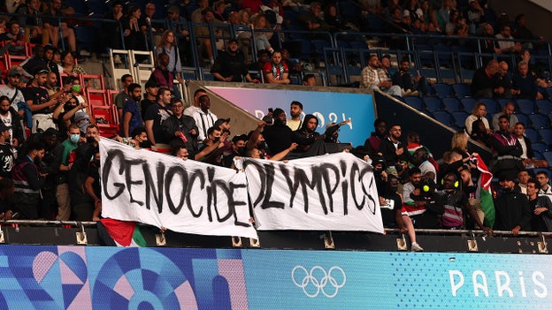 Video shows antisemitic protesters chant ‘Heil Hitler’ during Israel soccer game at Olympics