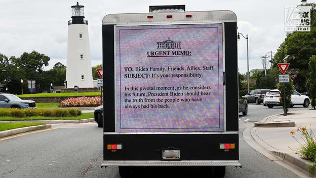 Truck with billboard urging those closest to Biden to help him exit race seen near his beach house