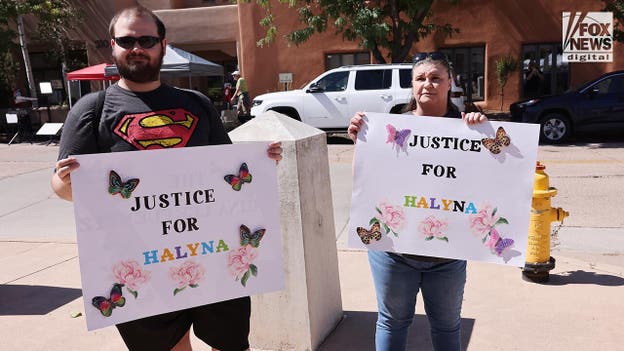 Demonstrators chant 'justice for Halyna' outside courthouse during Alec Baldwin's shooting trial