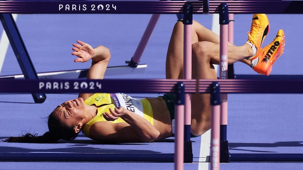 Aussie hurdler takes brutal tumble, slams onto the track at Paris Olympics