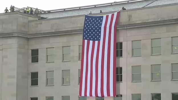 Flag unfurled at the Pentagon ahead of main observance ceremony