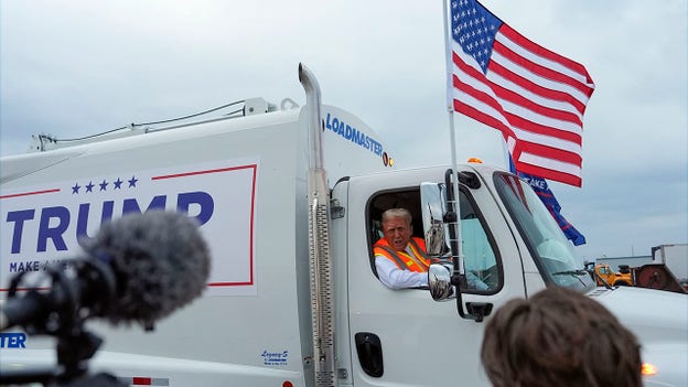 Trump campaign in Wisconsin in garbage truck in apparent dig at Biden