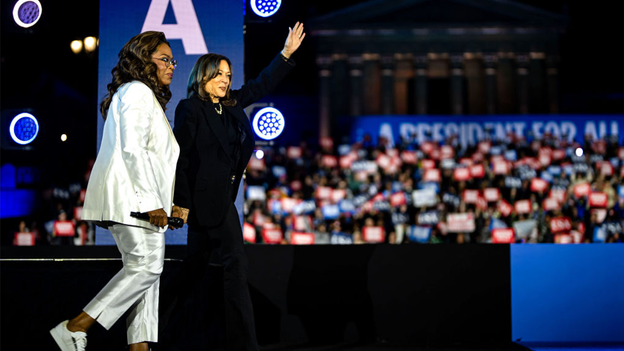 At final Harris rally, Oprah warns a Trump presidency could end voting rights