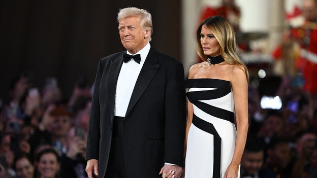 Melania Trump dons black and white gown at inaugural ball