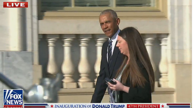 Former President Barack Obama arrives for inaugural ceremony