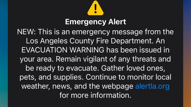 Los Angeles County residents mistakenly receive emergency evacuation alert