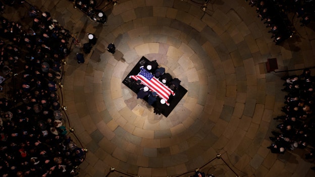 Which other former presidents have lain in state in the US Capitol Rotunda and when?