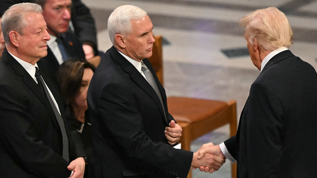 Trump, Pence shake hands at Carter's funeral