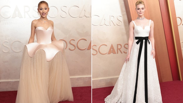 Ariana Grande, Elle Fanning walk red carpet at Academy Awards