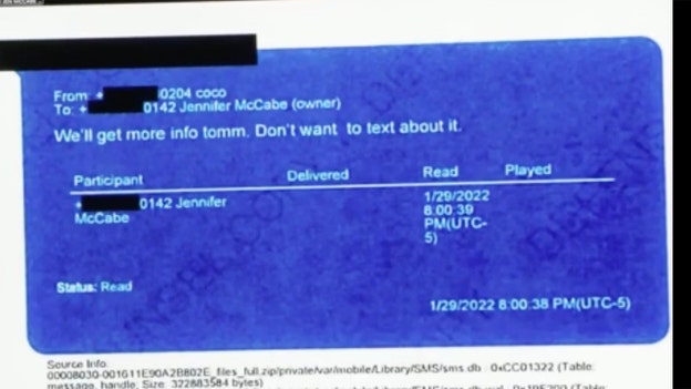 Jennifer McCabe questioned by defense about texts with sister after O'Keefe's body was found