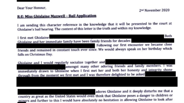 Bail application letter to federal judge praised Ghislaine Maxwell’s ‘honesty and integrity’