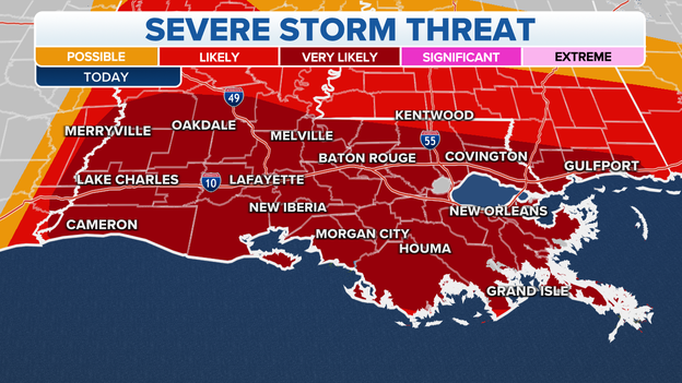 Severe weather threat expands east into coastal Mississippi