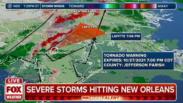 Tornado Warning issued for Lafourche, Jefferson parishes