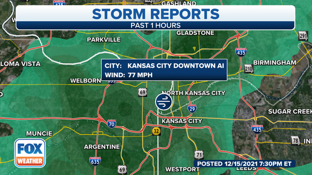 77 mph wind gust reported in Kansas City