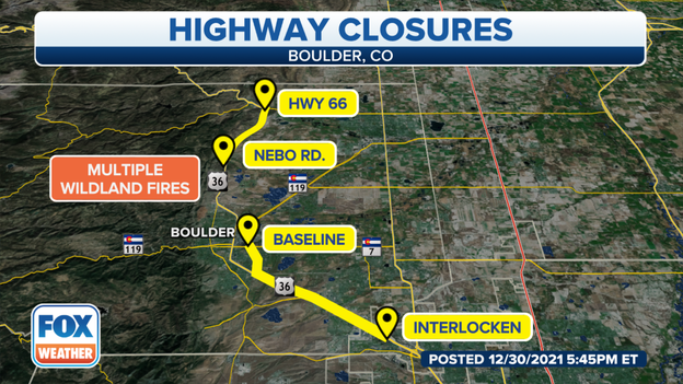 Highway 36 closed by wildfires