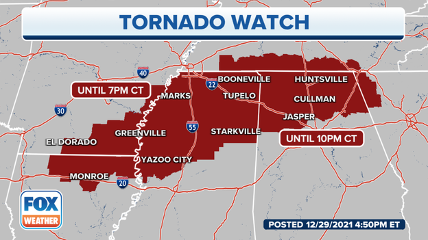 Tornado Watch issued for parts of AL, TN & GA