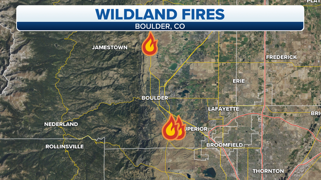 MAP: Marshall and Middle Fork fires in Colorado