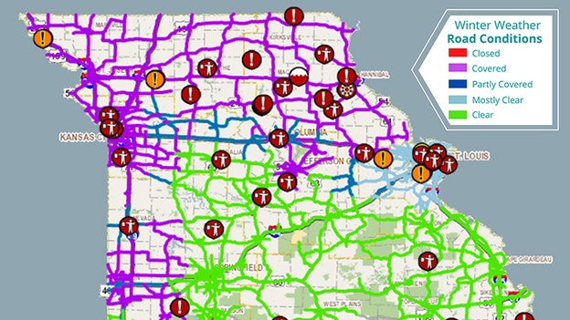 MAP: Current Missouri road conditions as winter storm passes