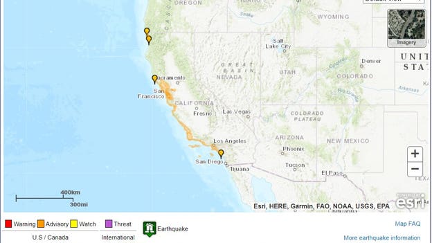 Tsunami Advisory canceled for parts of California coastline