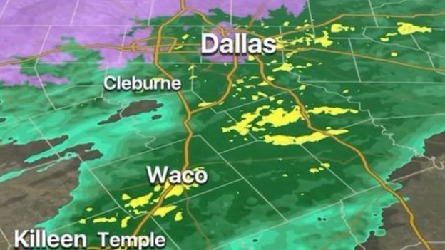 FOX Weather 3D Radar tracking freezing rain in Dallas metro