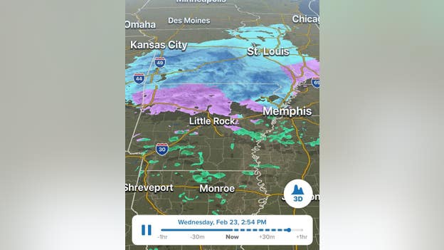 3D Radar: Tracking the winter storm moving across Arkansas, Missouri