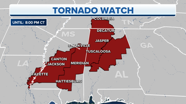 Tornado Watch expanded into Alabama