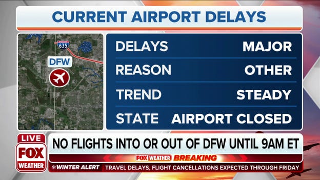 Dallas-Fort Worth International Airport closed until 12 p.m. ET
