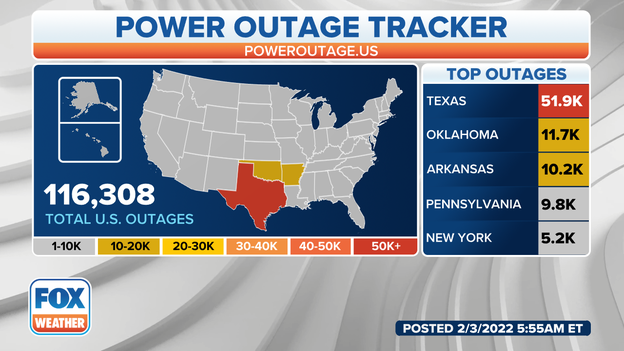 More than 116,000 without power Thursday morning