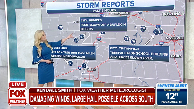 FOX Weather Meteorologist Kendall Smith tracks storm damage across mid-South