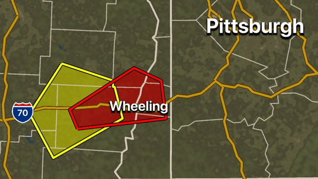 Tornado-warned storm moving towards Ohio-Pennsylvania state line