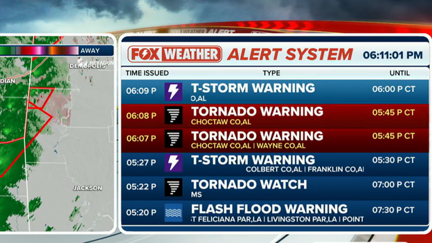 Tornado warnings issued along MS-AL line