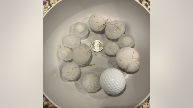 Golf ball size hail falling in Princeton, Texas