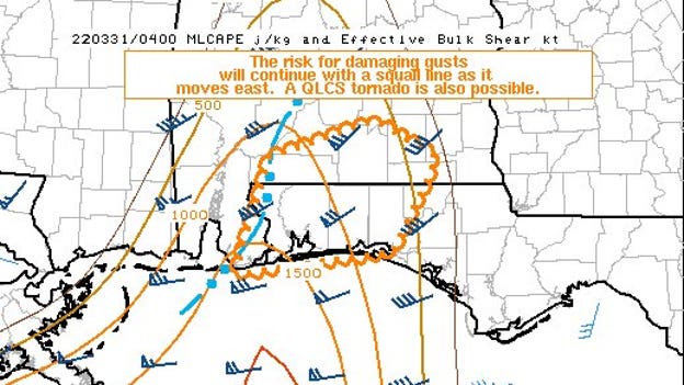 Damaging wind, tornado possible in southern Alabama, Florida Panhandle as storms move east
