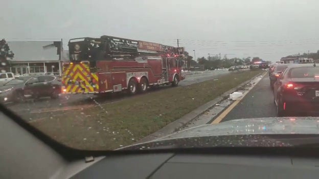 Debris litters North Florida road following severe storm