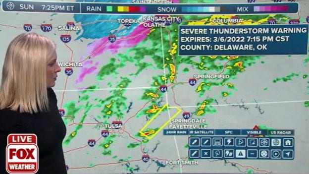 Severe Thunderstorm Warning for Arkansas and Oklahoma