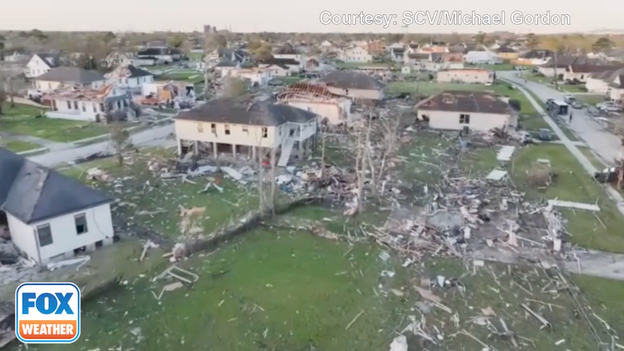 Aerial footage shows tornado aftermath in Arabi, Louisiana