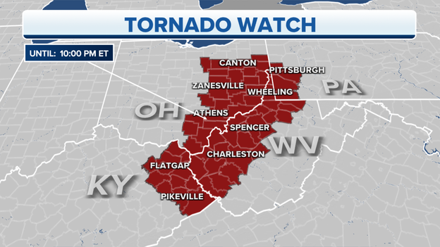 Tornado Watch issued for parts of Kentucky, Ohio, Pennsylvania and West Virginia