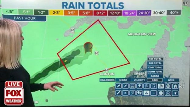 1-2 inches of rain falls in path of super-cell thunderstorm