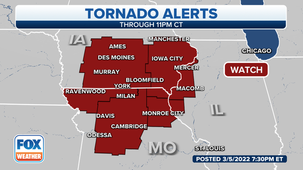 Tornado Watch expanded, parts of Iowa, Missouri and Illinois under threat